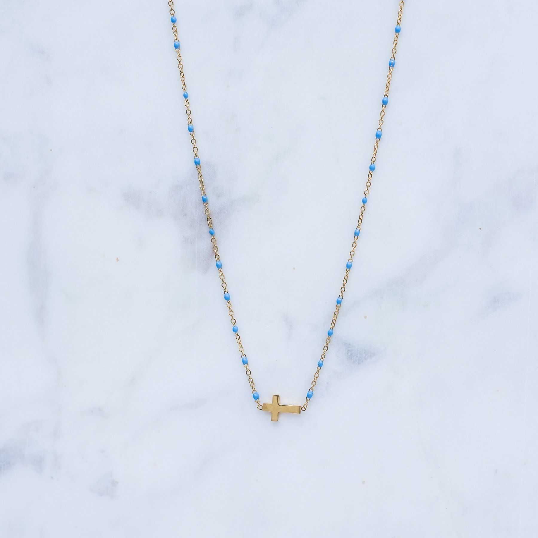 MELINA NECKLACE - GOLD  & BLUE