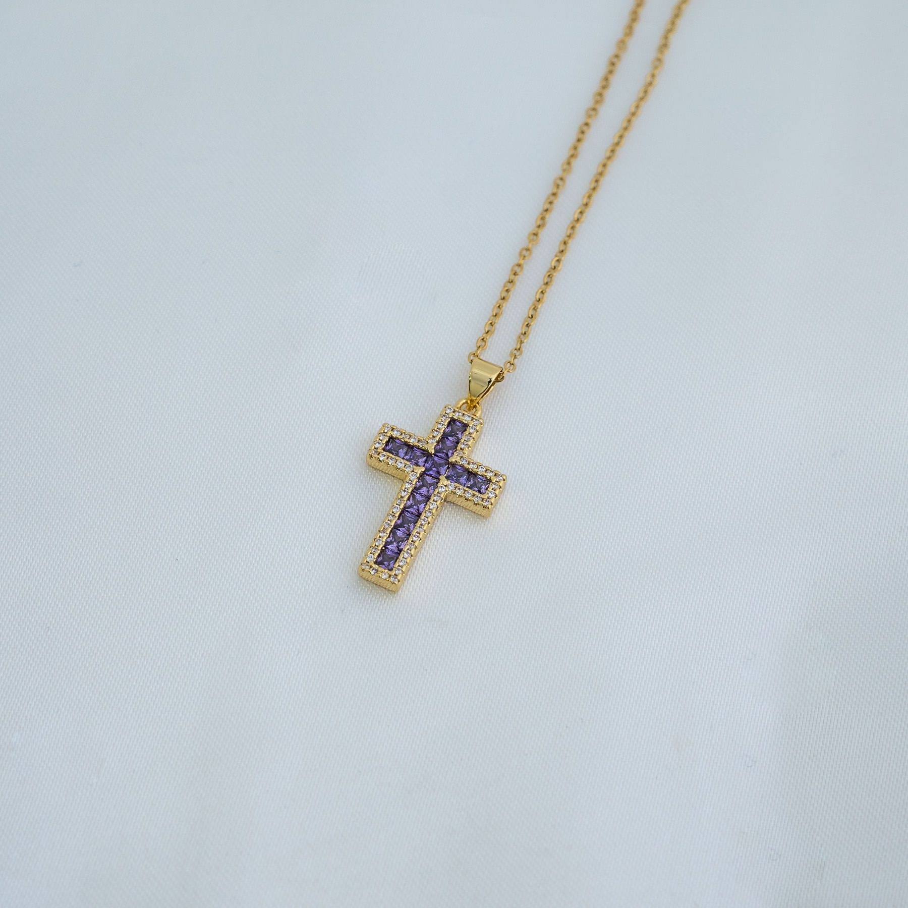 CROSS NECKLACE - GOLD & PURPLE ' - ' ΣΤΑΥΡΟΙ