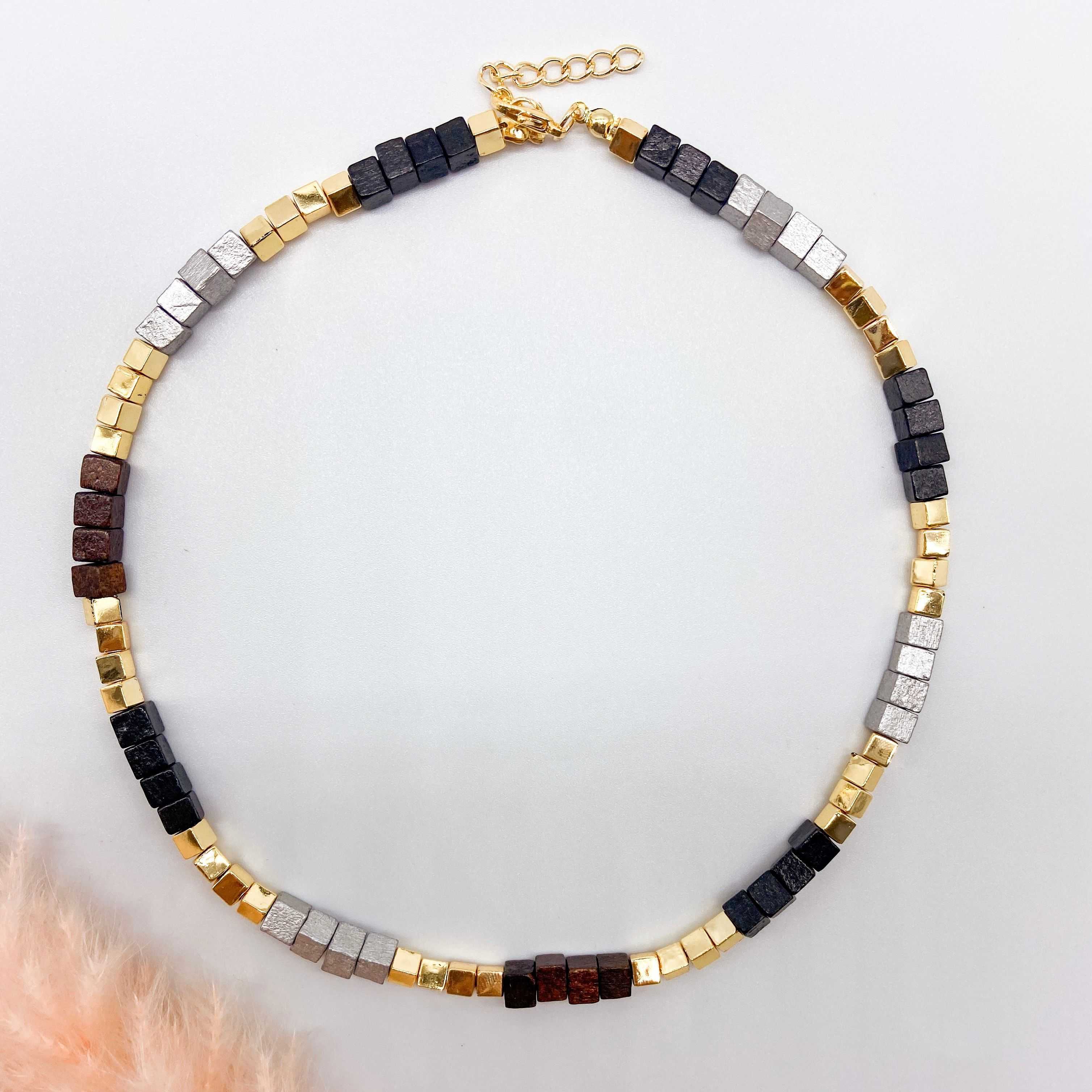 SKOPELOS NECKLACE - BROWN GREY & BLACK 