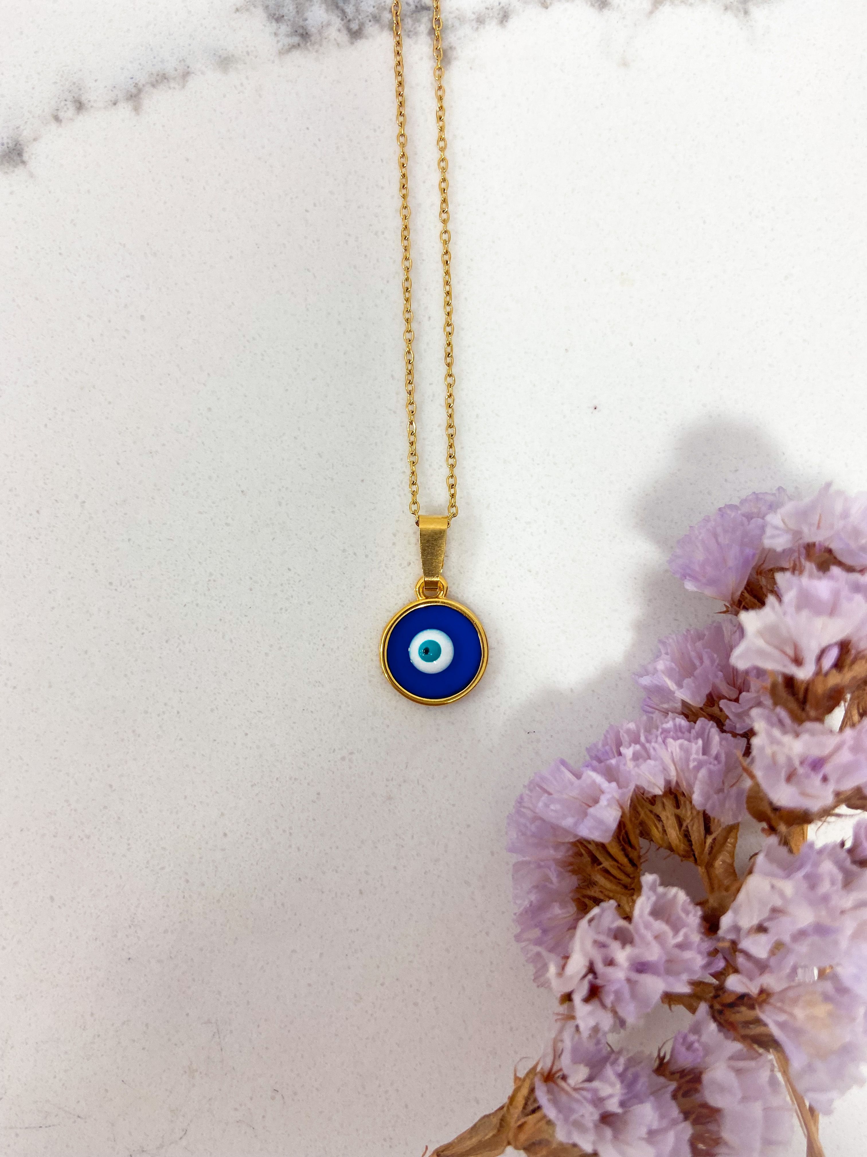 LUCKY CHARM NECKLACE - GOLD & BLUE ' - ' ΜΕΝΤΑΓΙΟΝ
