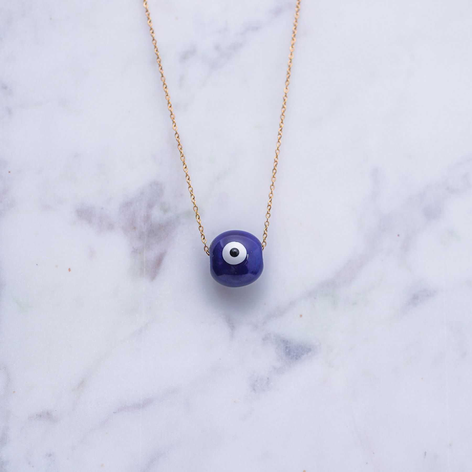 SPHAIRA CHARM NECKLACE - GOLD & BLUE