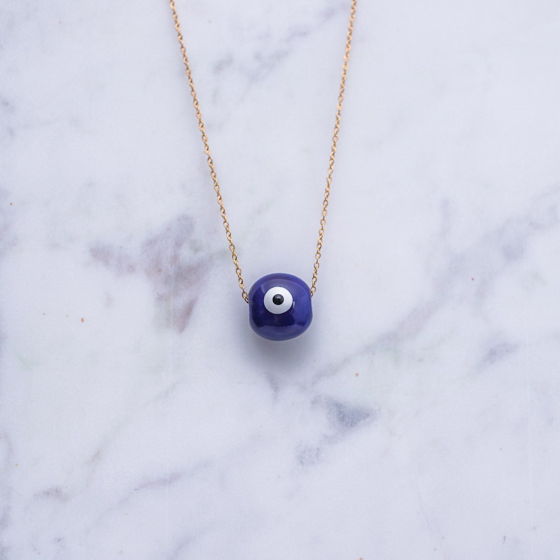 SPHAIRA CHARM NECKLACE - GOLD & BLUE ' - ' ΚΥΒΟΙ