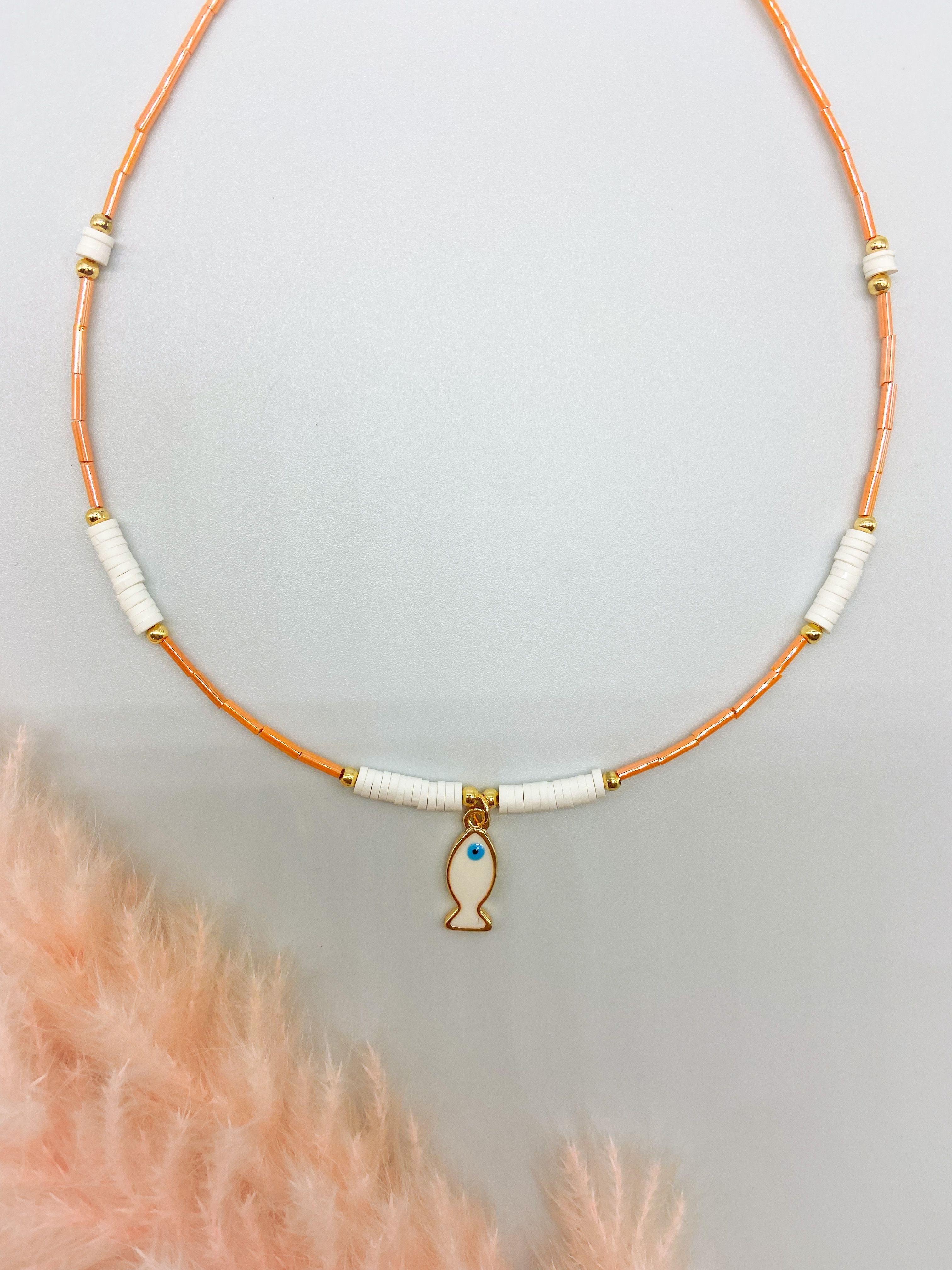 ARIEL NECKLACE - ORANGE ' - ' ΜΕ ΧΑΝΤΡΕΣ