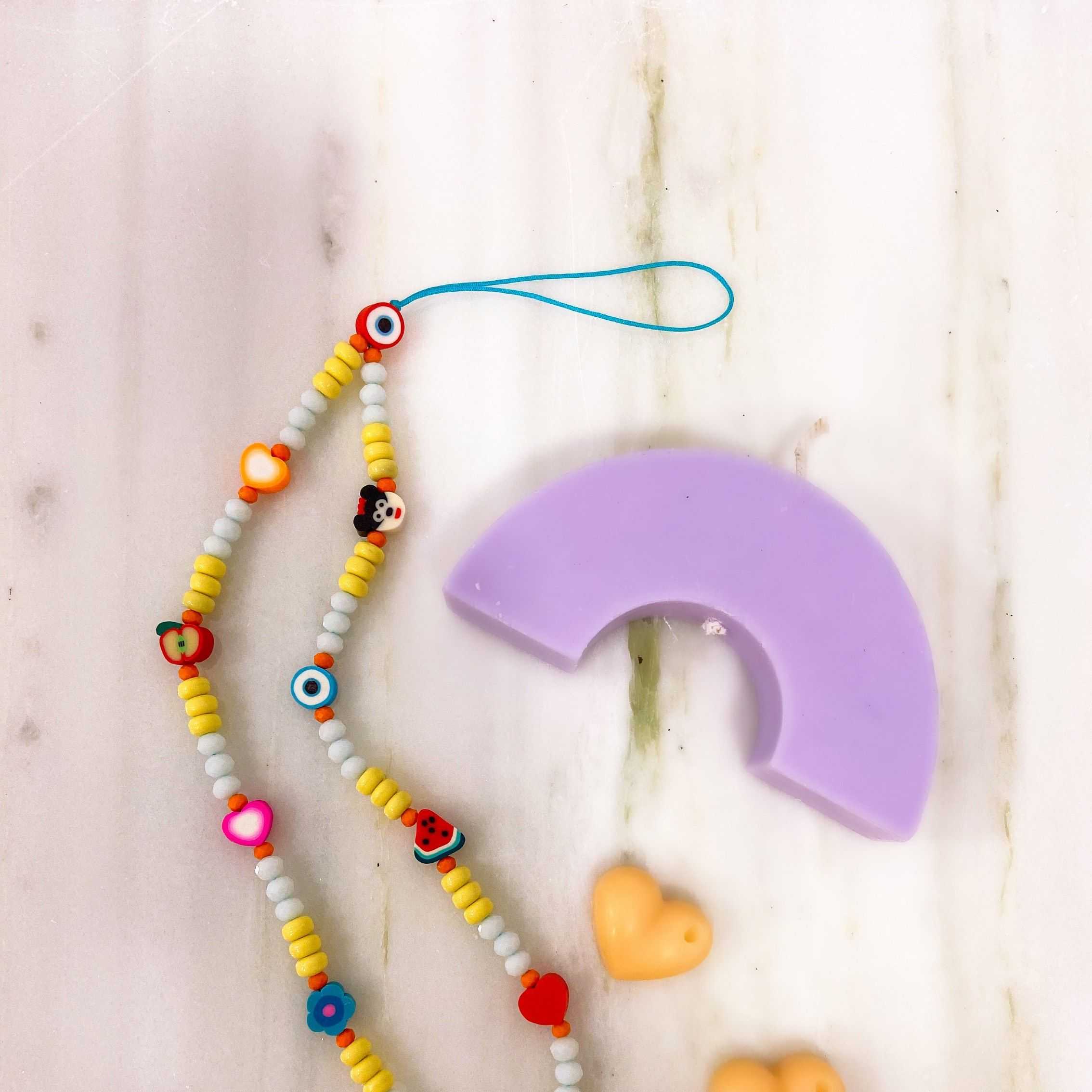 AQUAHOLIC PHONE STRAP - WHITE & YELLOW