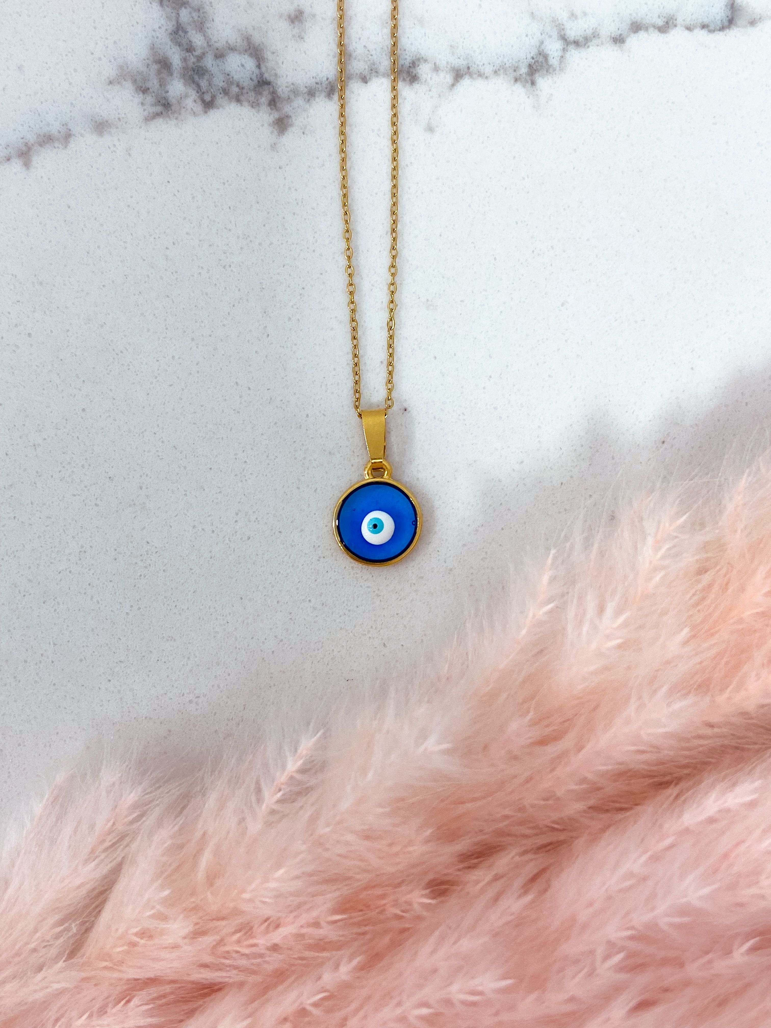 LUCKY CHARM NECKLACE - GOLD & LIGHT BLUE ' - ' ΜΕΝΤΑΓΙΟΝ