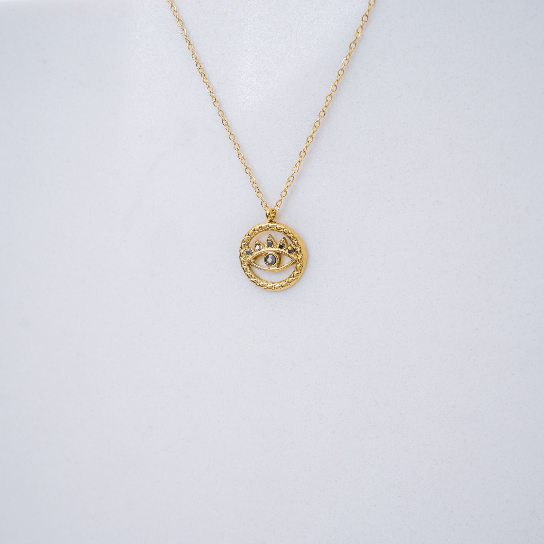 SHINY EYE NECKLACE - GOLD & GREY ' - ' ΜΕΝΤΑΓΙΟΝ