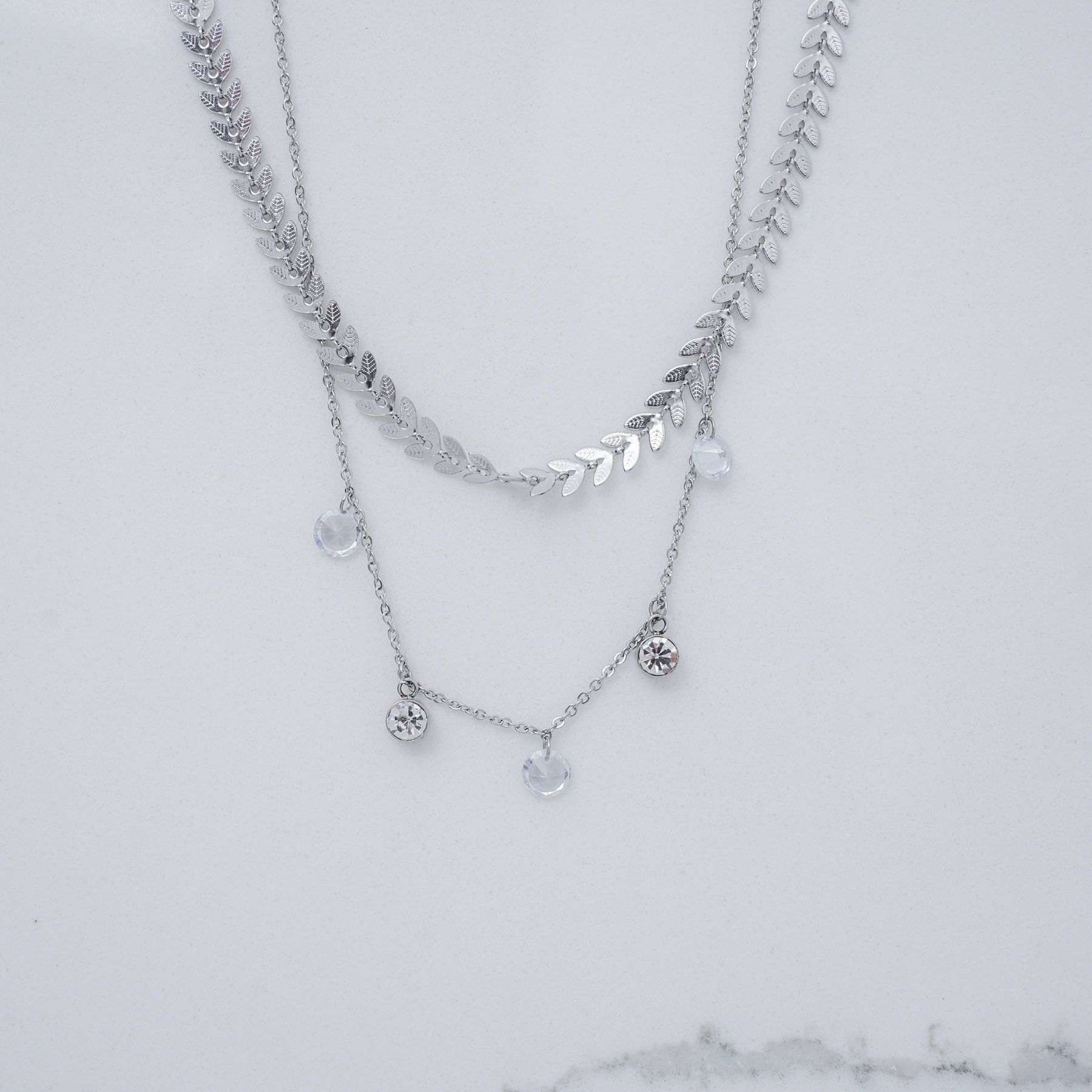MERMAID SPARKLE DOUBLE NECKLACE - SILVER ' - ' ΑΛΥΣΙΔΕΣ