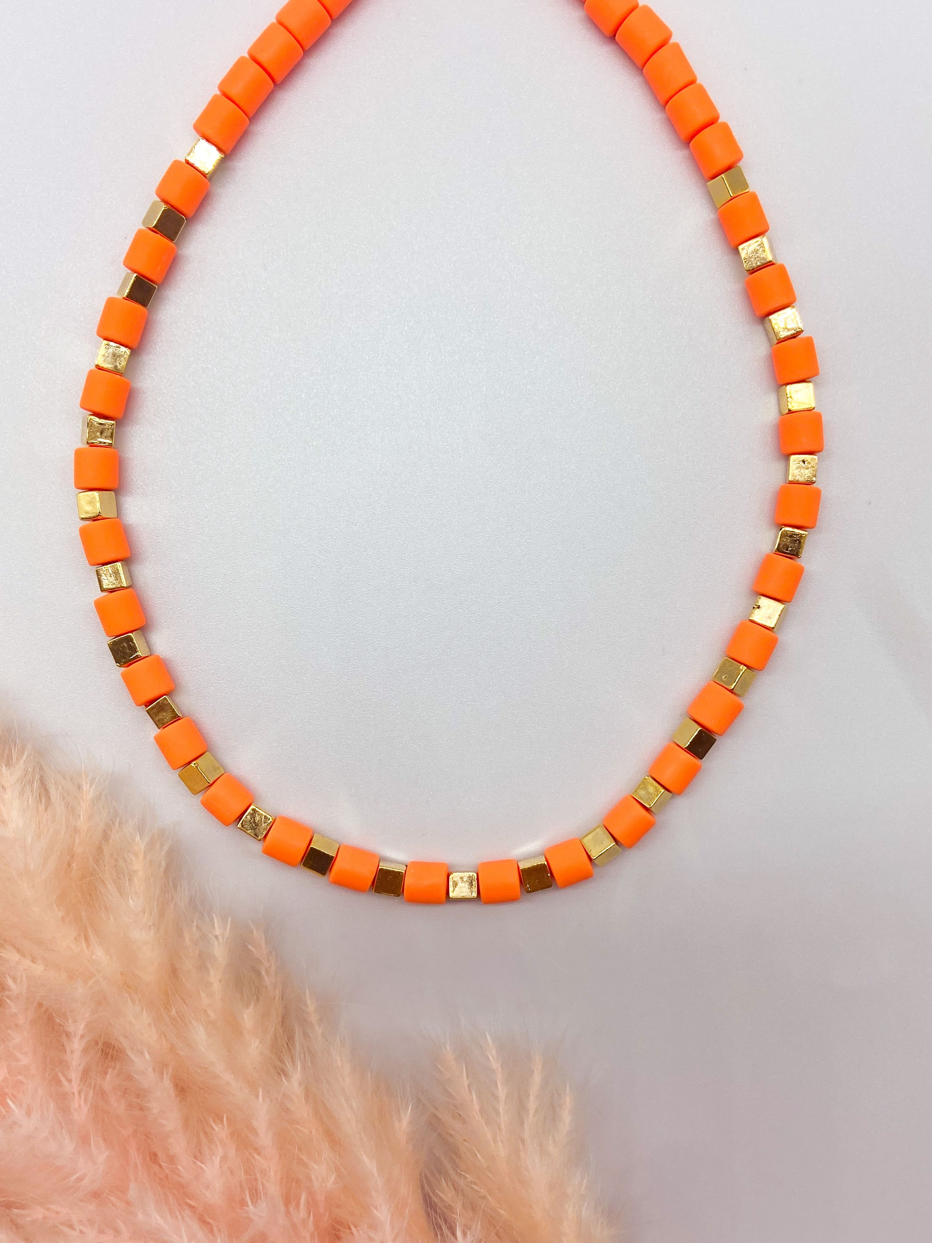 TRINIDAD NECKLACE - ORANGE ' - ' ΜΕ ΧΑΝΤΡΕΣ