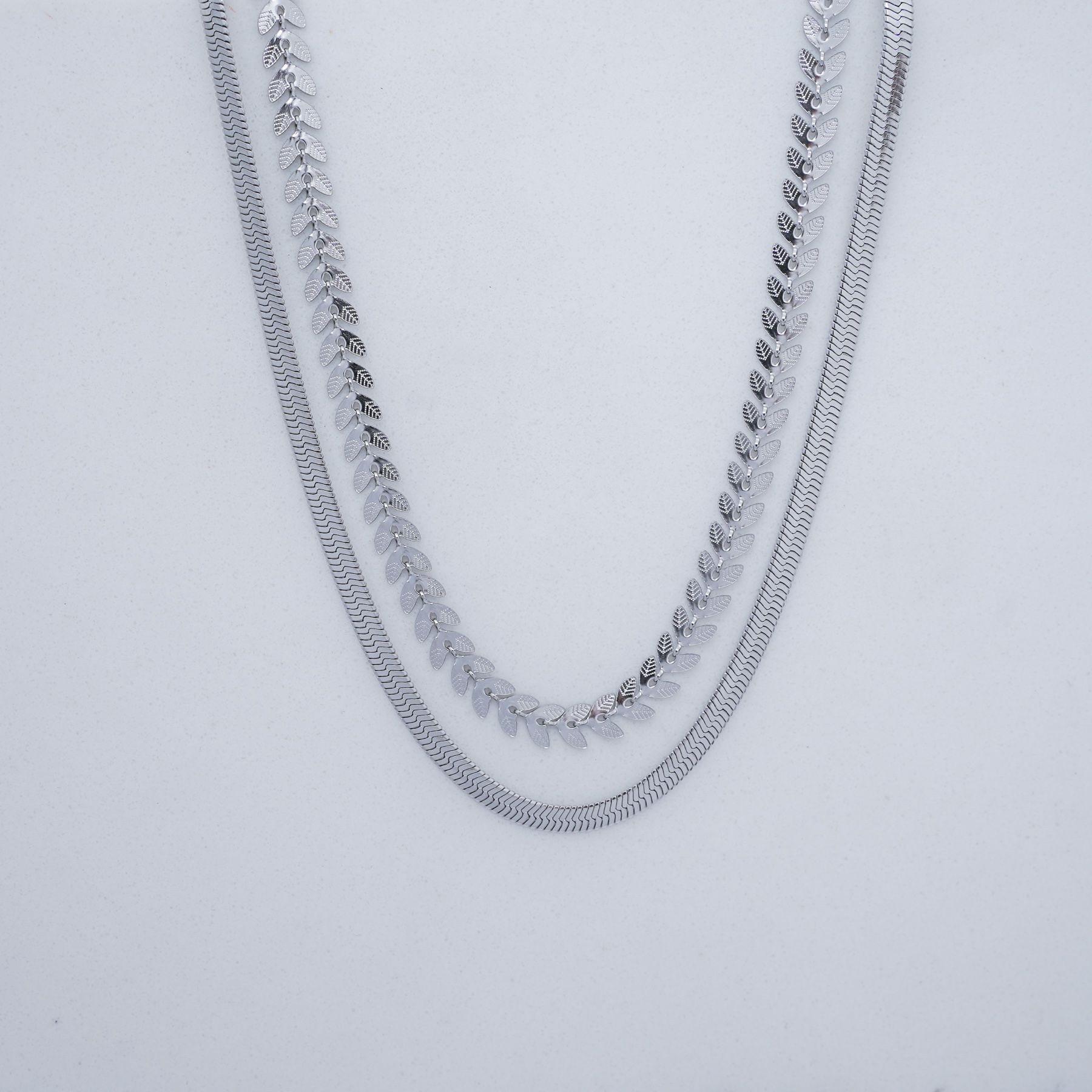 MERMAID TALE DOUBLE NECKLACE - SILVER ' - ' ΑΛΥΣΙΔΕΣ