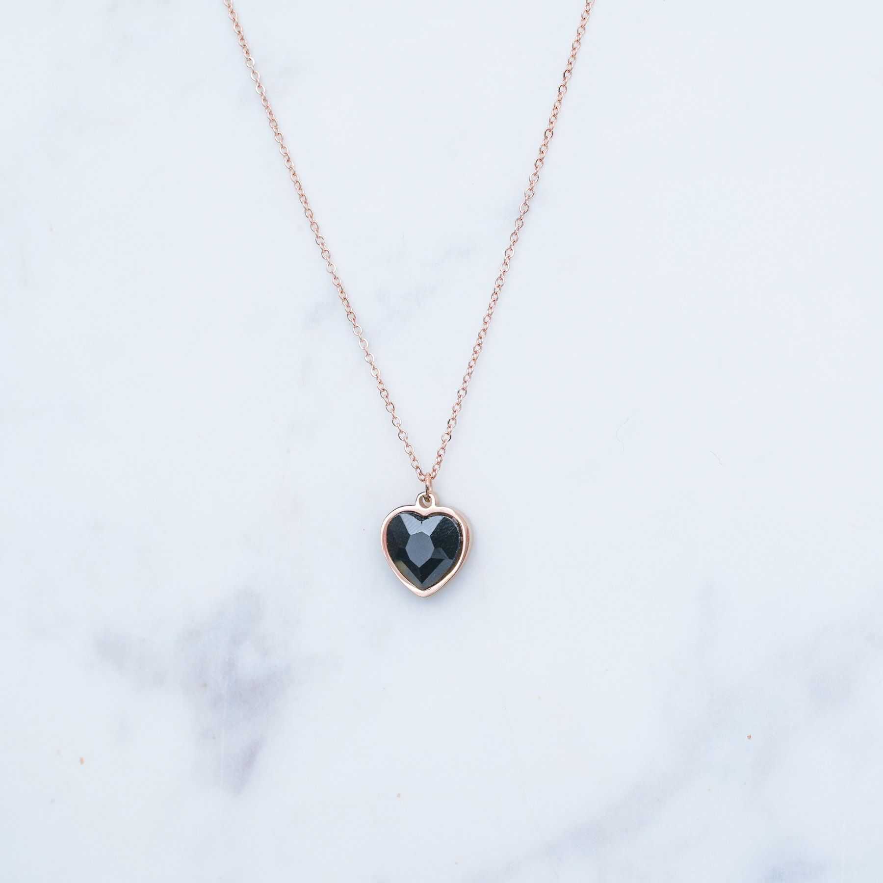 AMORE NECKLACE - ROSE GOLD & BLACK