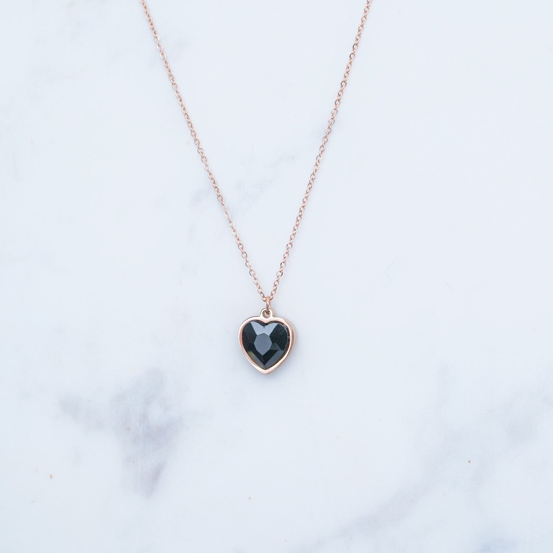 AMORE NECKLACE - ROSE GOLD & BLACK ' - ' ΜΕΝΤΑΓΙΟΝ