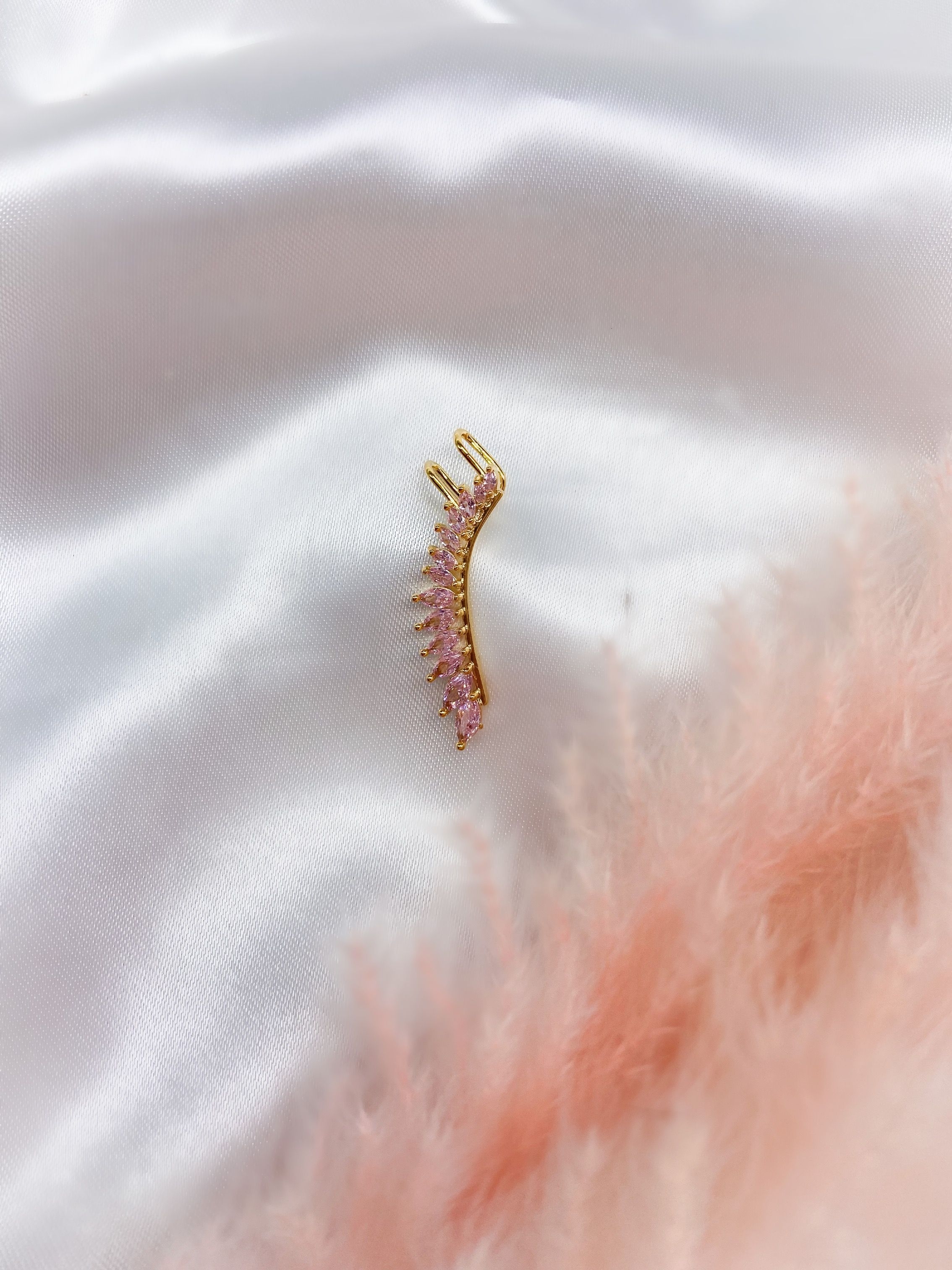 LESLIE CLIMBER EARRING - GOLD & PINK ' - ' CLIMBERS