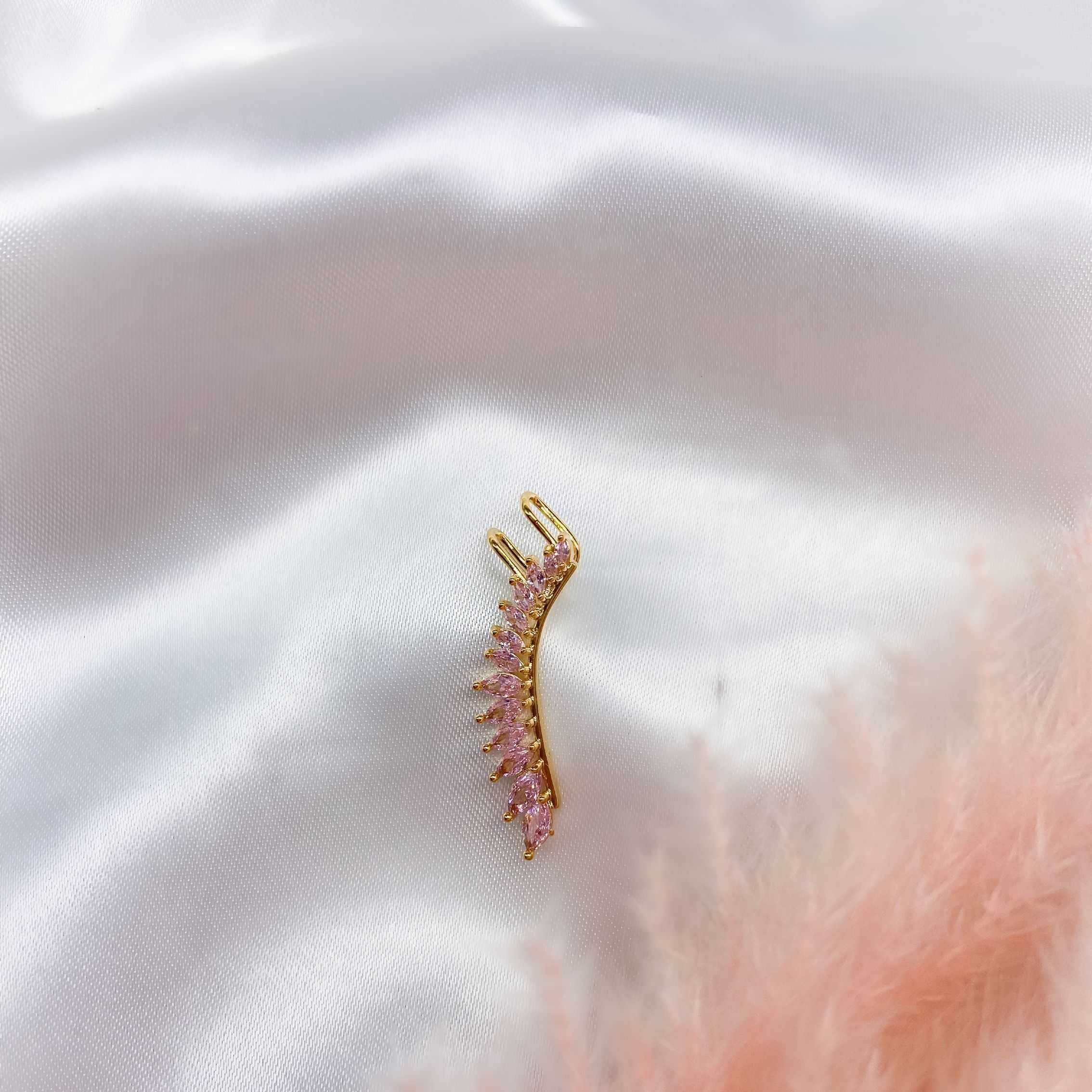 LESLIE CLIMBER EARRING - GOLD & PINK 