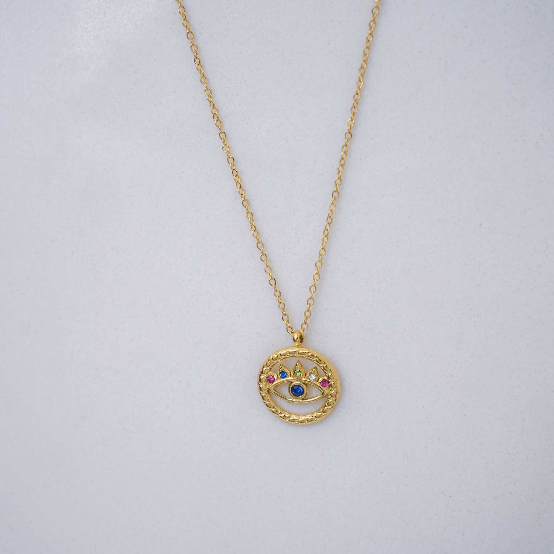 SHINY EYE NECKLACE - COLOURFUL GOLD