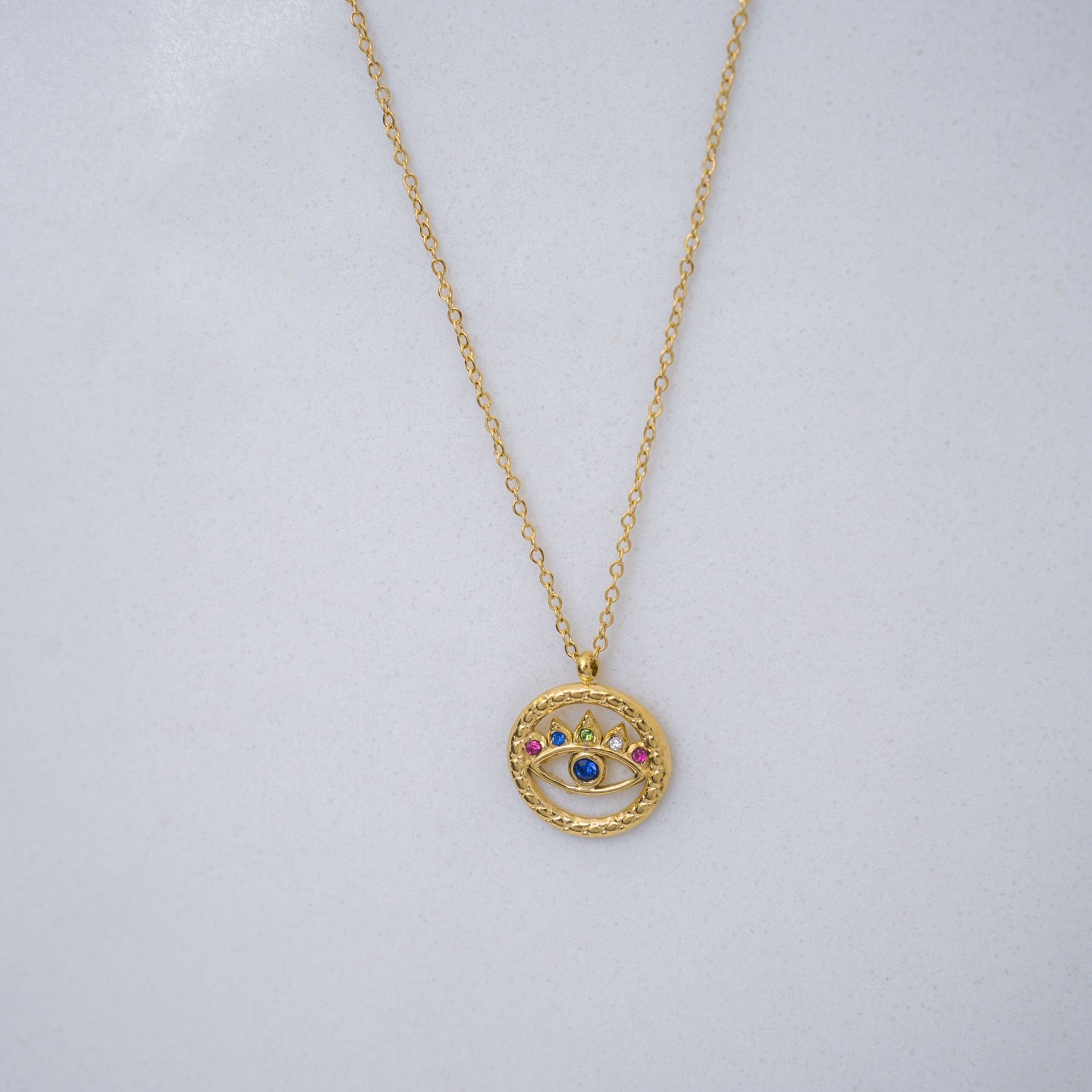 SHINY EYE NECKLACE - COLOURFUL GOLD ' - ' ΜΕΝΤΑΓΙΟΝ