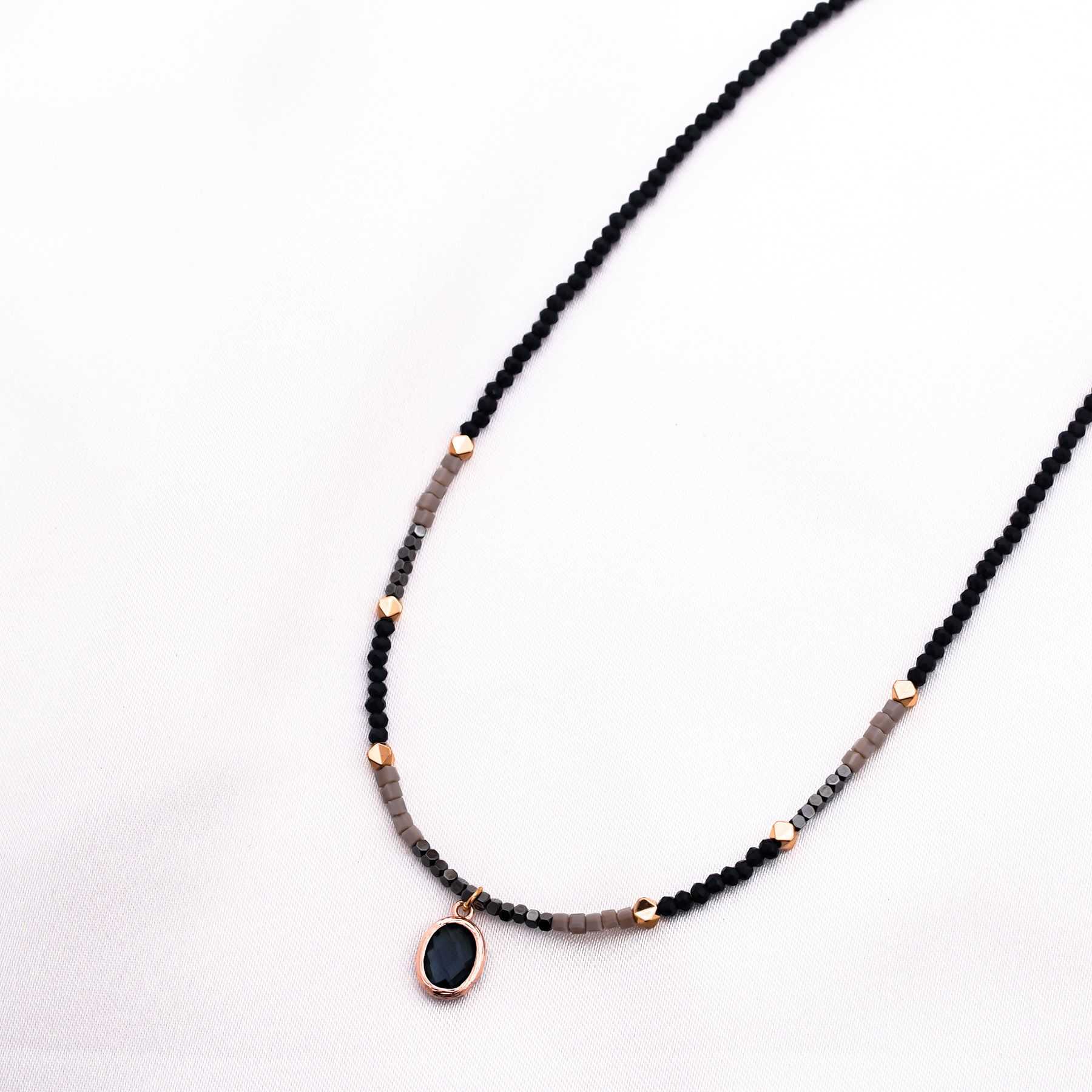 NADIA NECKLACE - BLUE & ROSE GOLD 