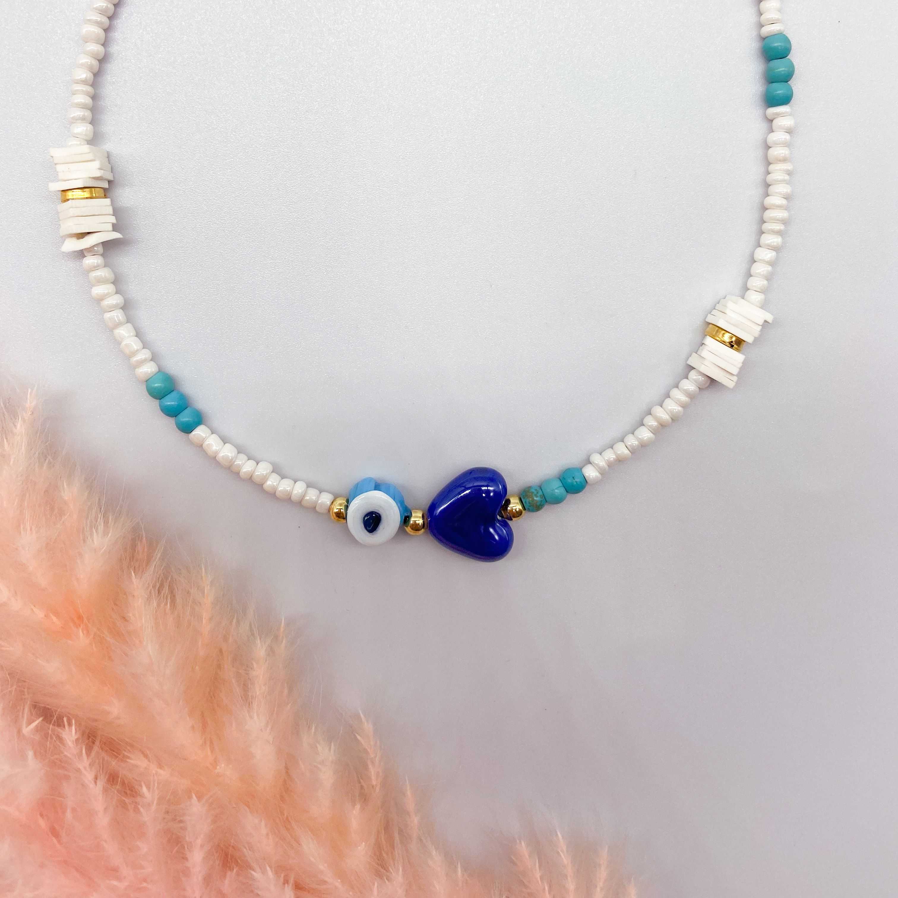 CUBA NECKLACE - WHITE & BLUE 