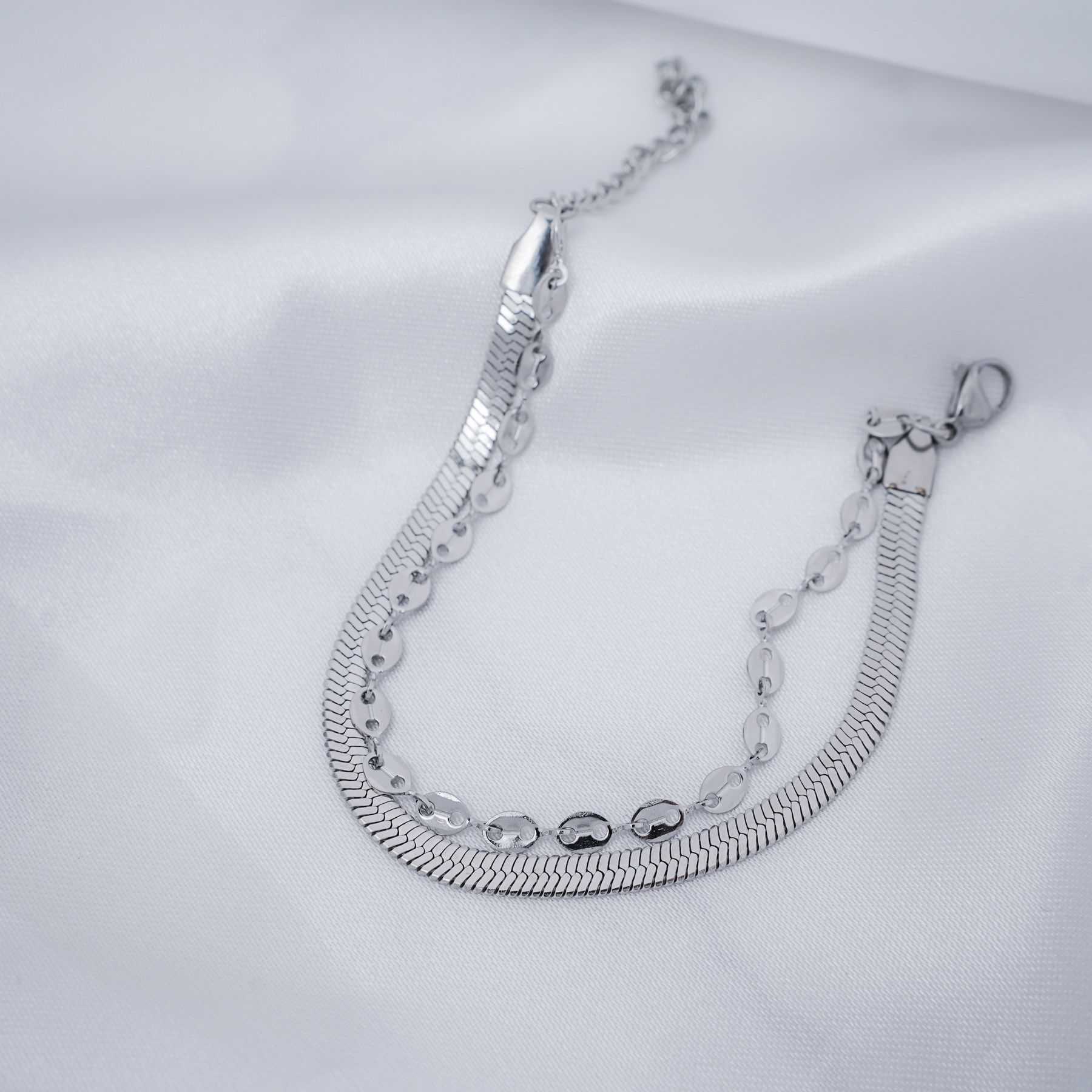 SELENE DOUBLE BRACELET - SILVER