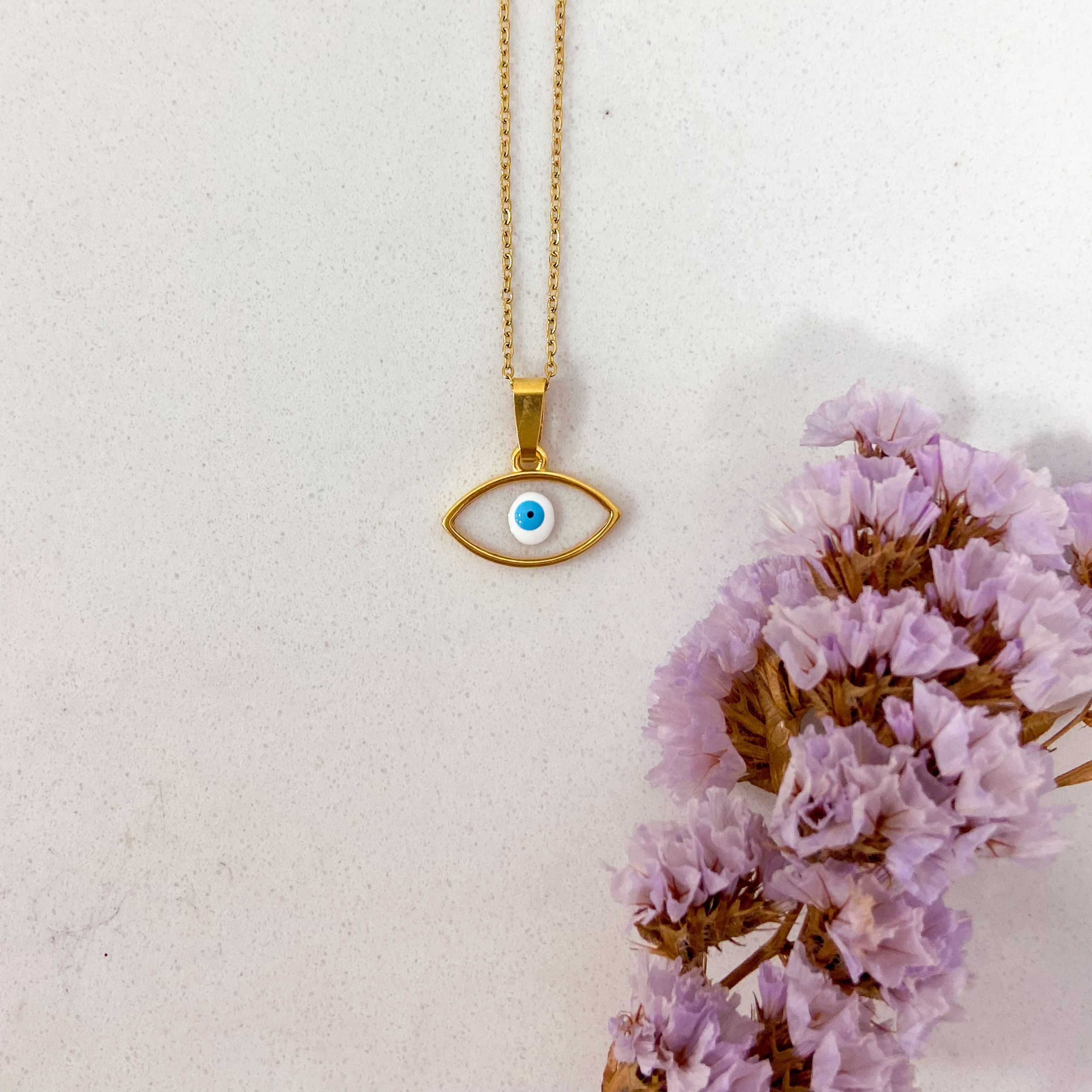 EYESHADE NECKLACE - GOLD & WHITE 