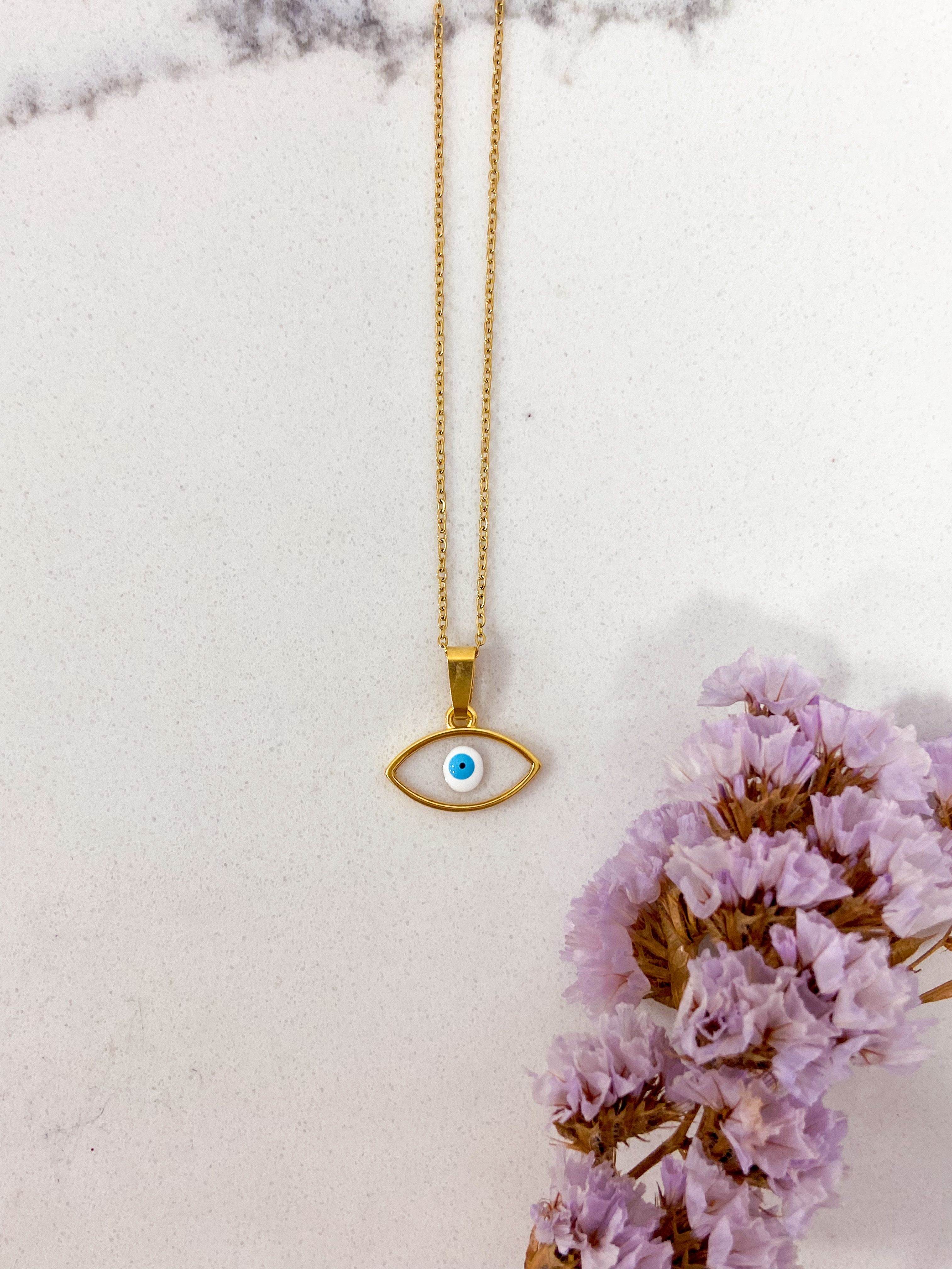 EYESHADE NECKLACE - GOLD & WHITE ' - ' ΜΕΝΤΑΓΙΟΝ