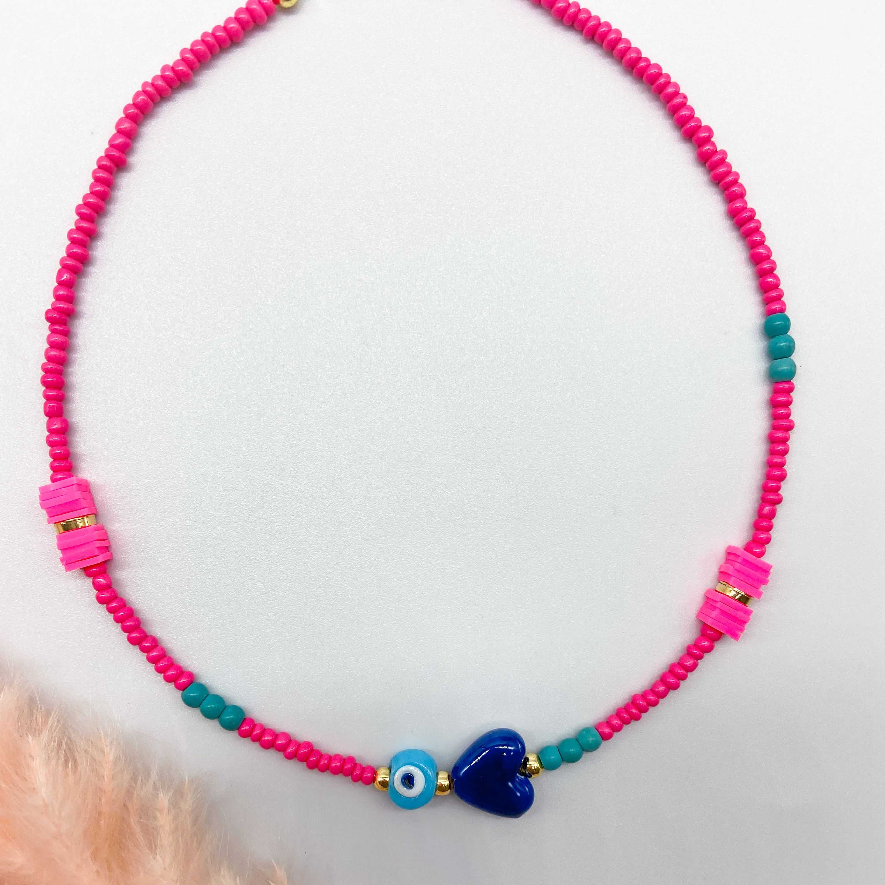 CUBA NECKLACE - FUCHSIA & BLUE 