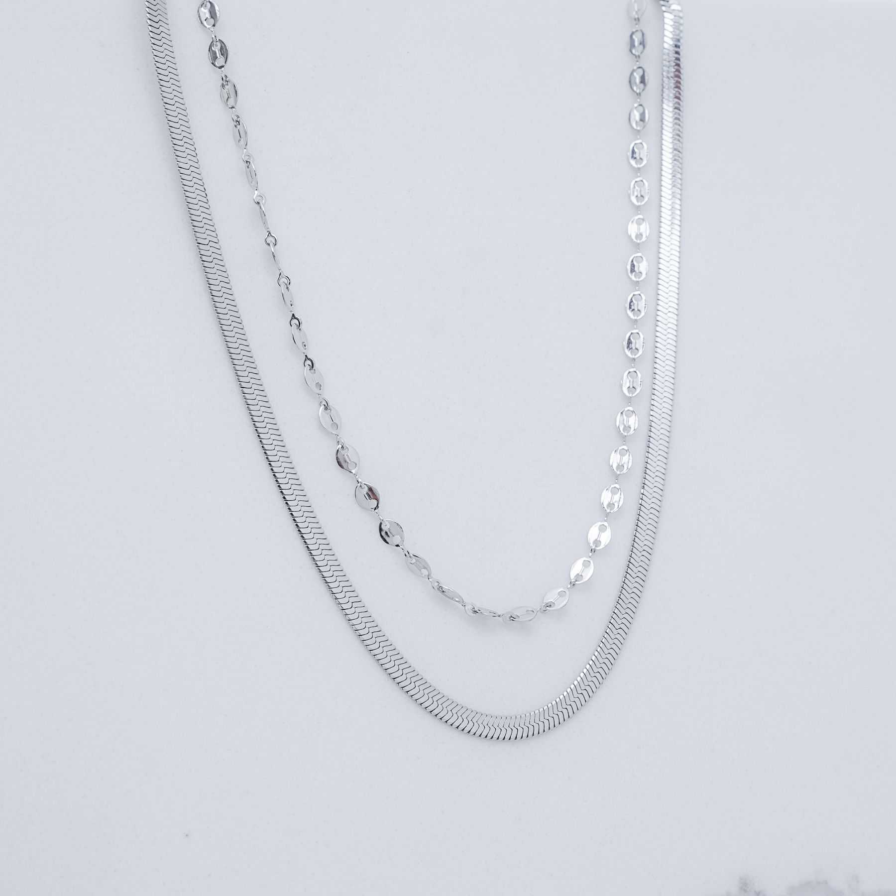 SELENE DOUBLE NECKLACE - SILVER