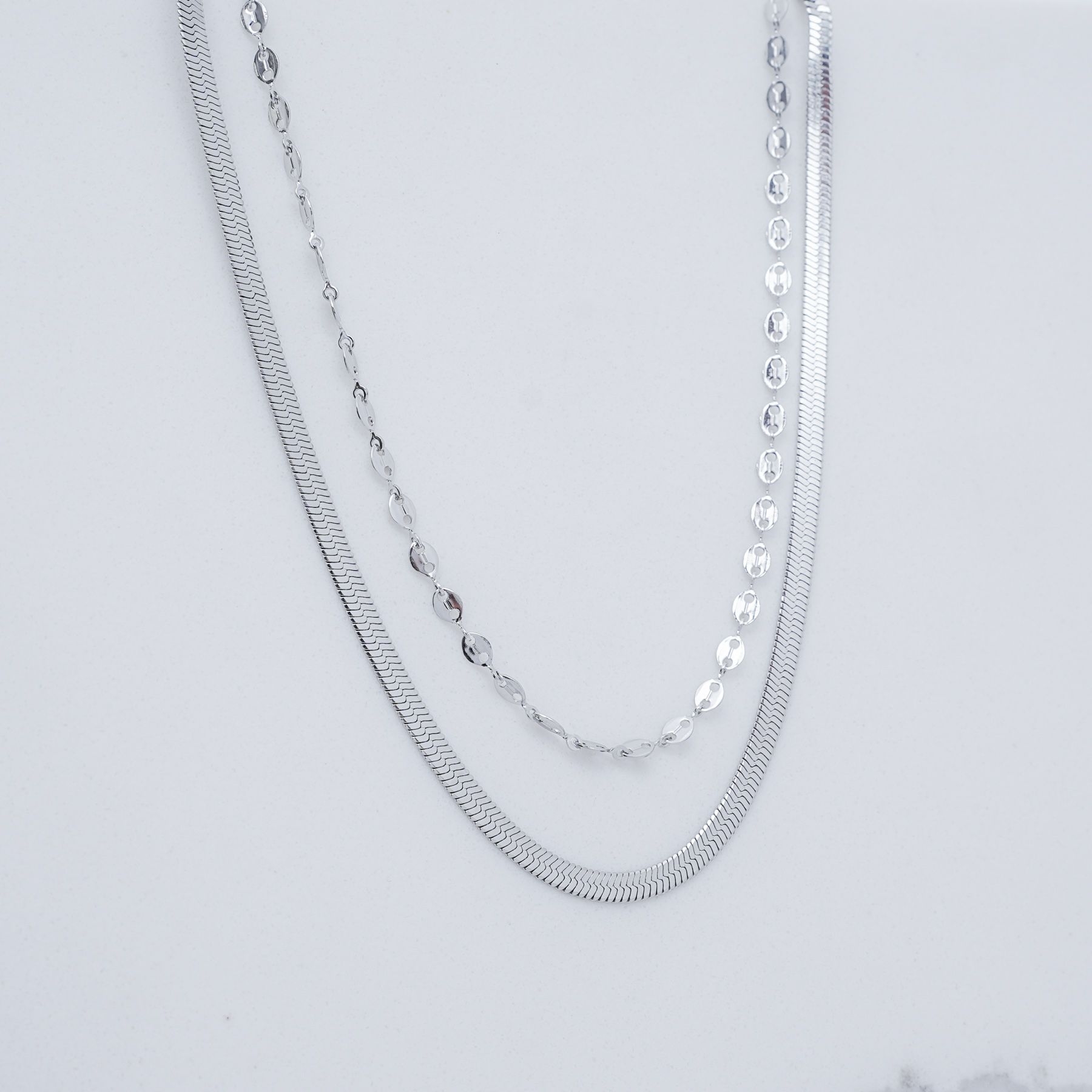 SELENE DOUBLE NECKLACE - SILVER ' - ' ΑΛΥΣΙΔΕΣ