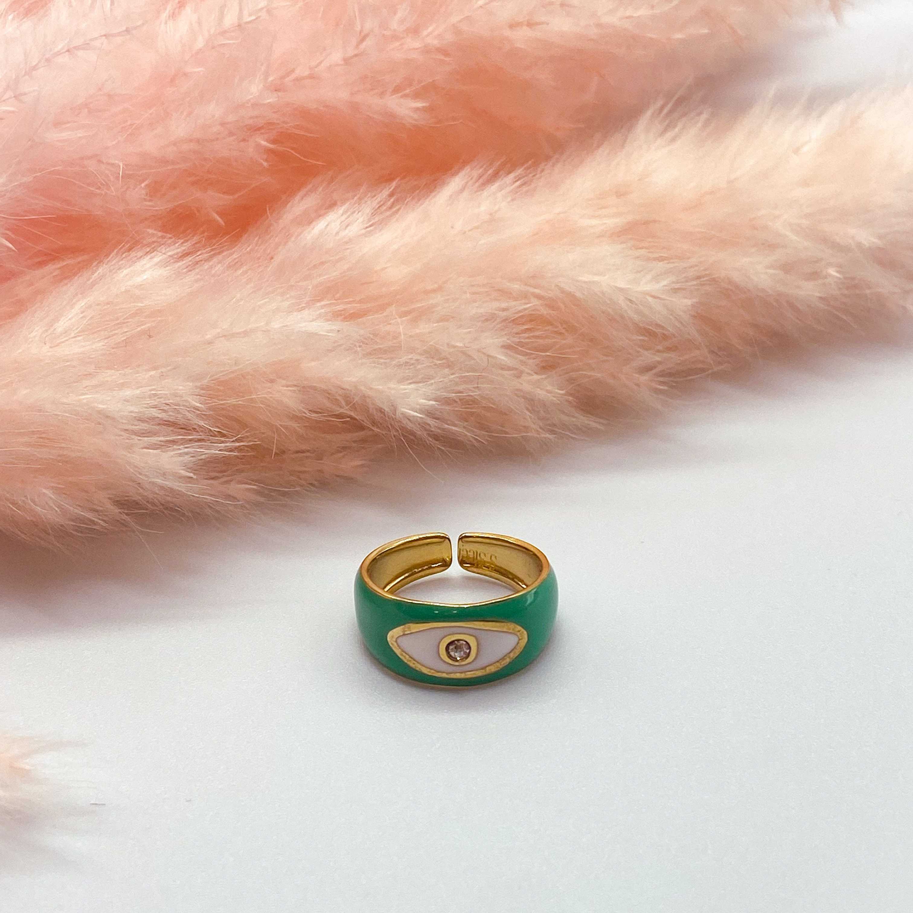 ATHELIA RING - GOLD & GREEN 