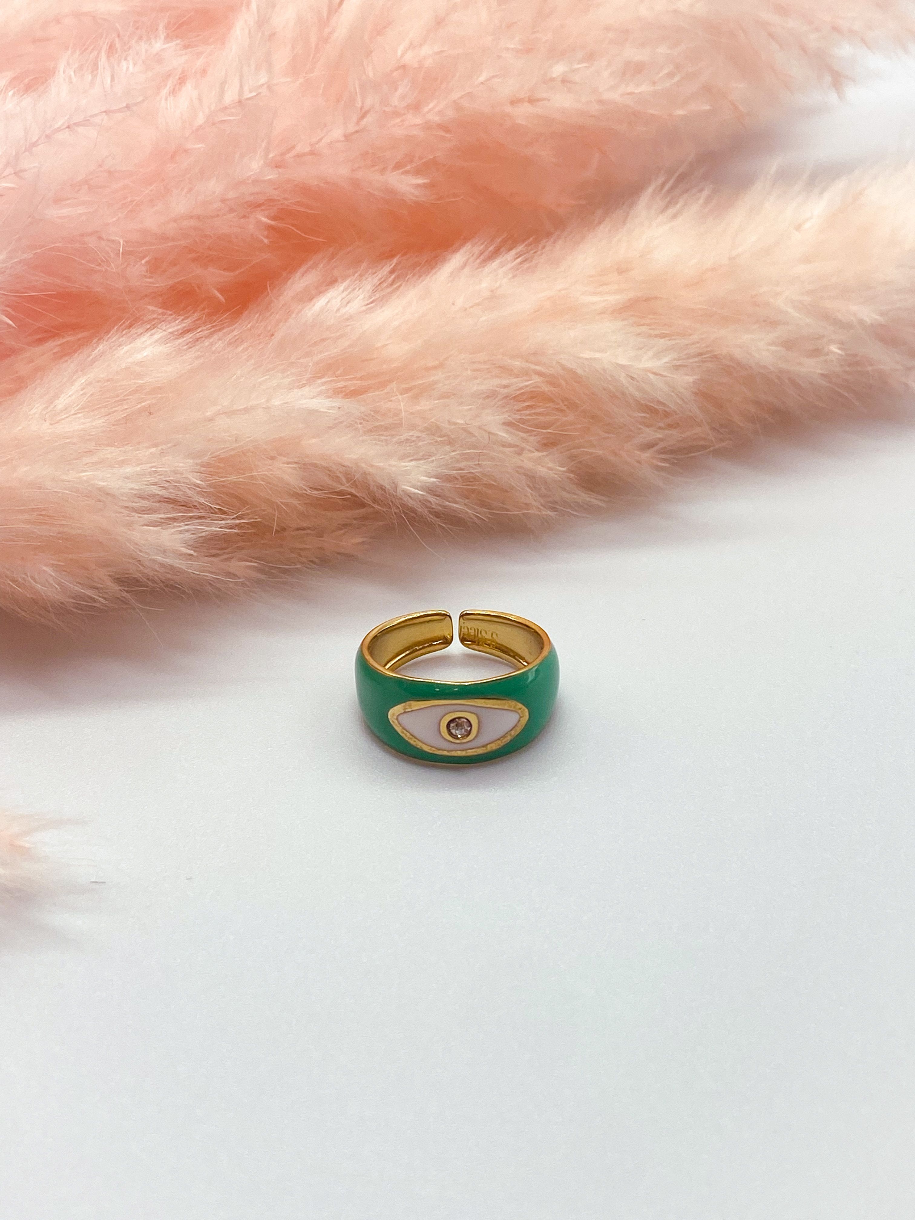 ATHELIA RING - GOLD & GREEN ' - ' ΔΑΧΤΥΛΙΔΙΑ