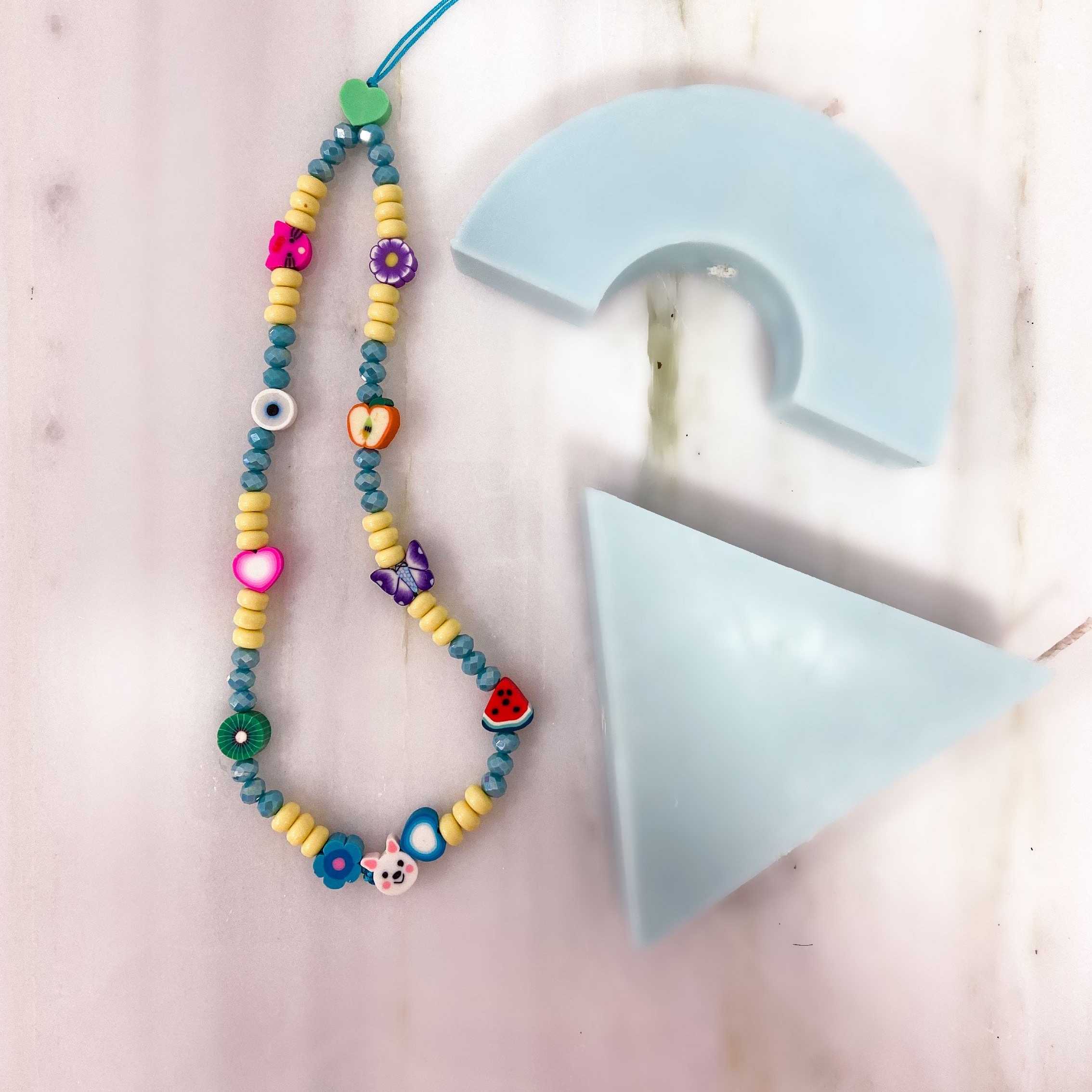 ALOHA PHONE STRAP - BLUE & YELLOW