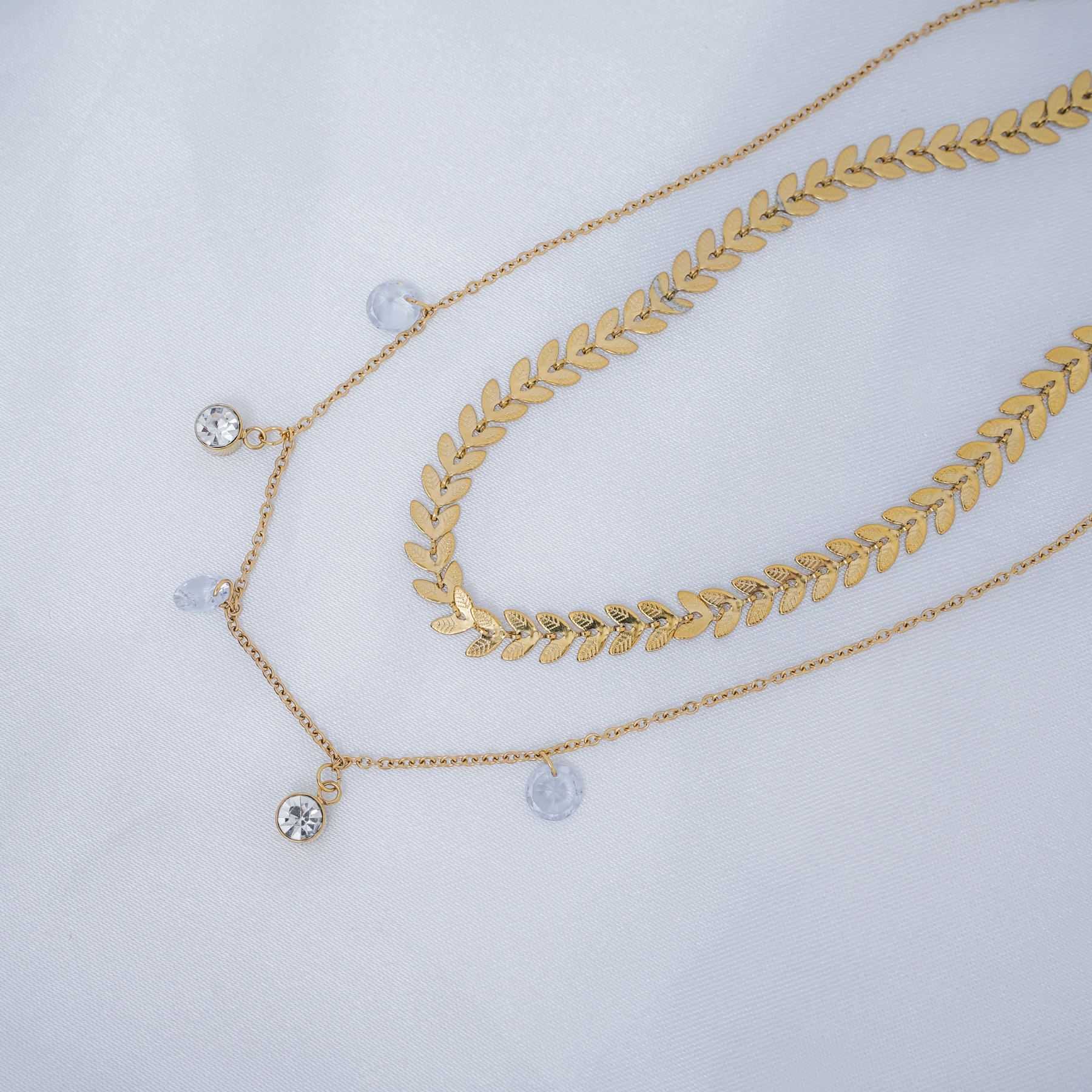MERMAID SPARKLE DOUBLE NECKLACE - GOLD 