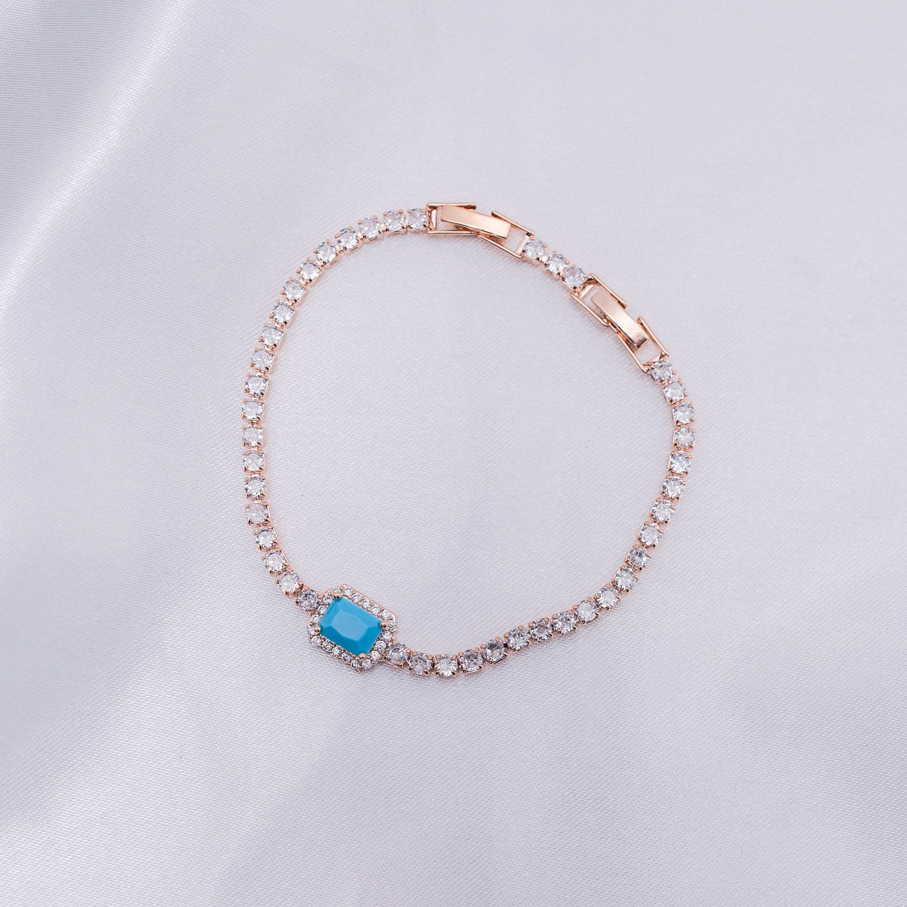 MARQUISE BRACELET - ROSE GOLD & LIGHT BLUE ' - ' ΧΕΡΙΟΥ