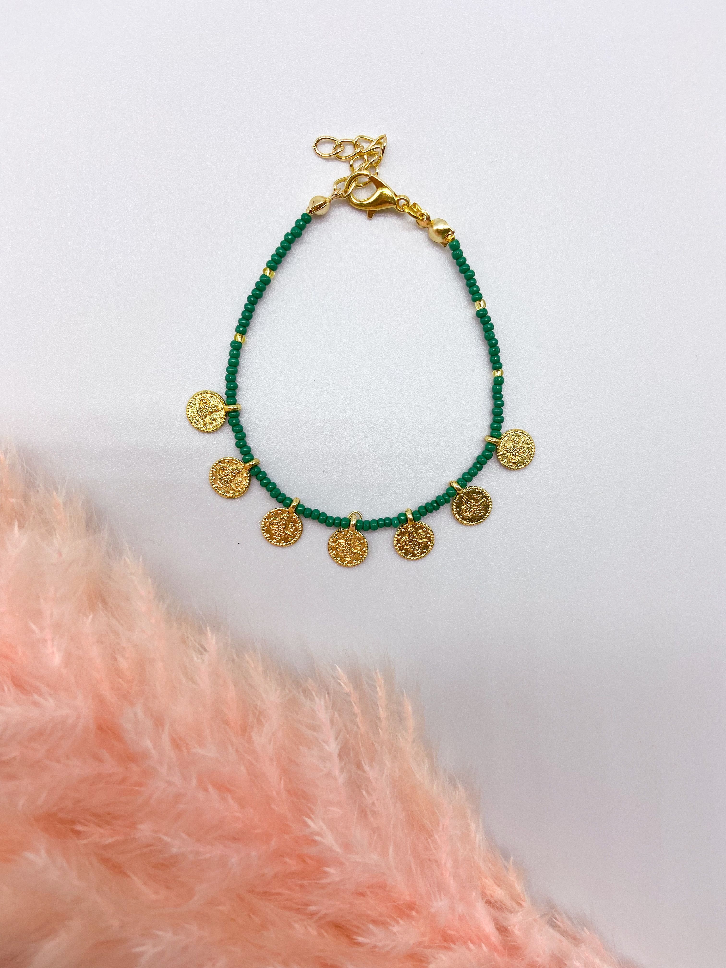 DELHI BRACELET - GOLD & GREEN ' - ' ΧΕΡΙΟΥ
