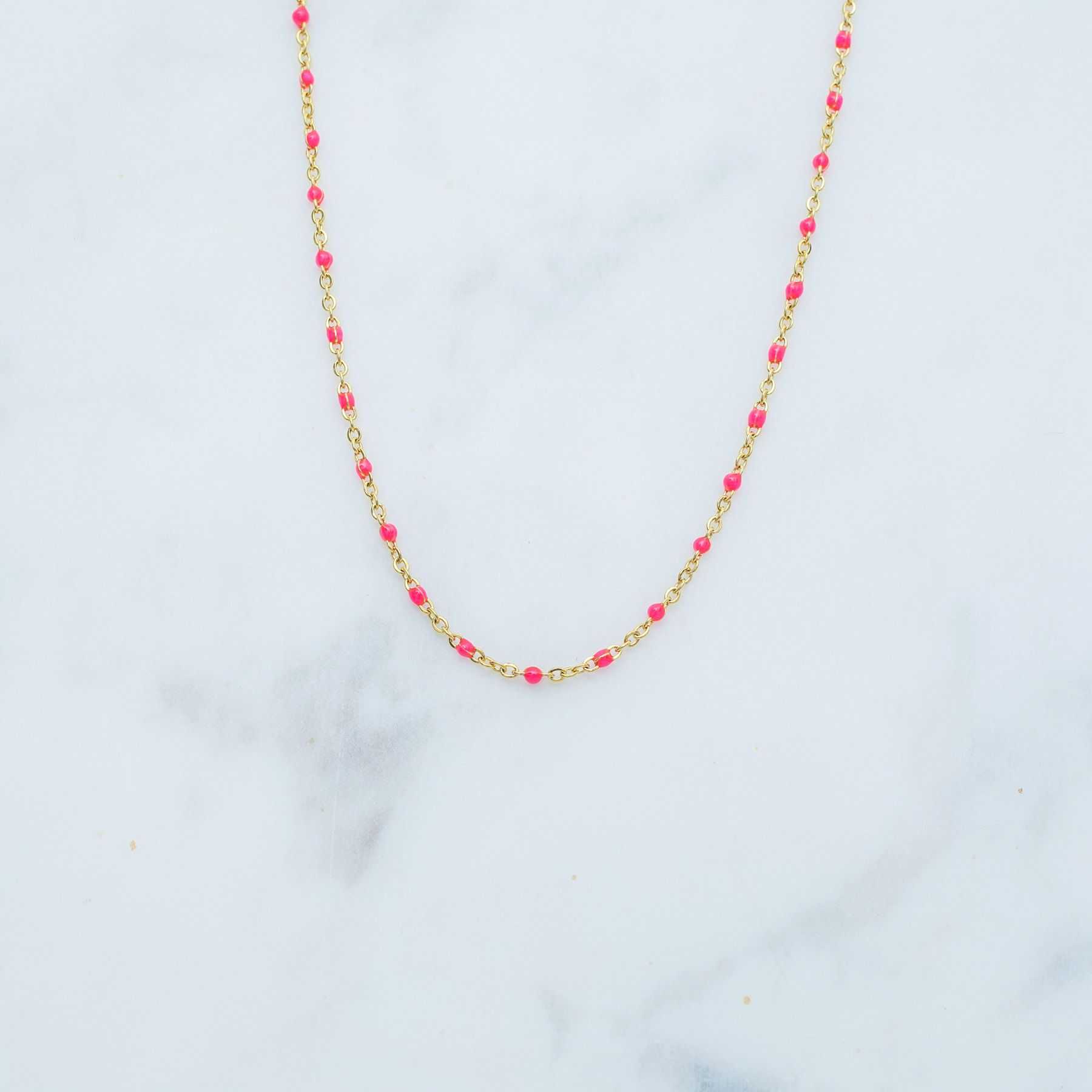 ROSE NECKLACE - GOLD &  FUCHSIA