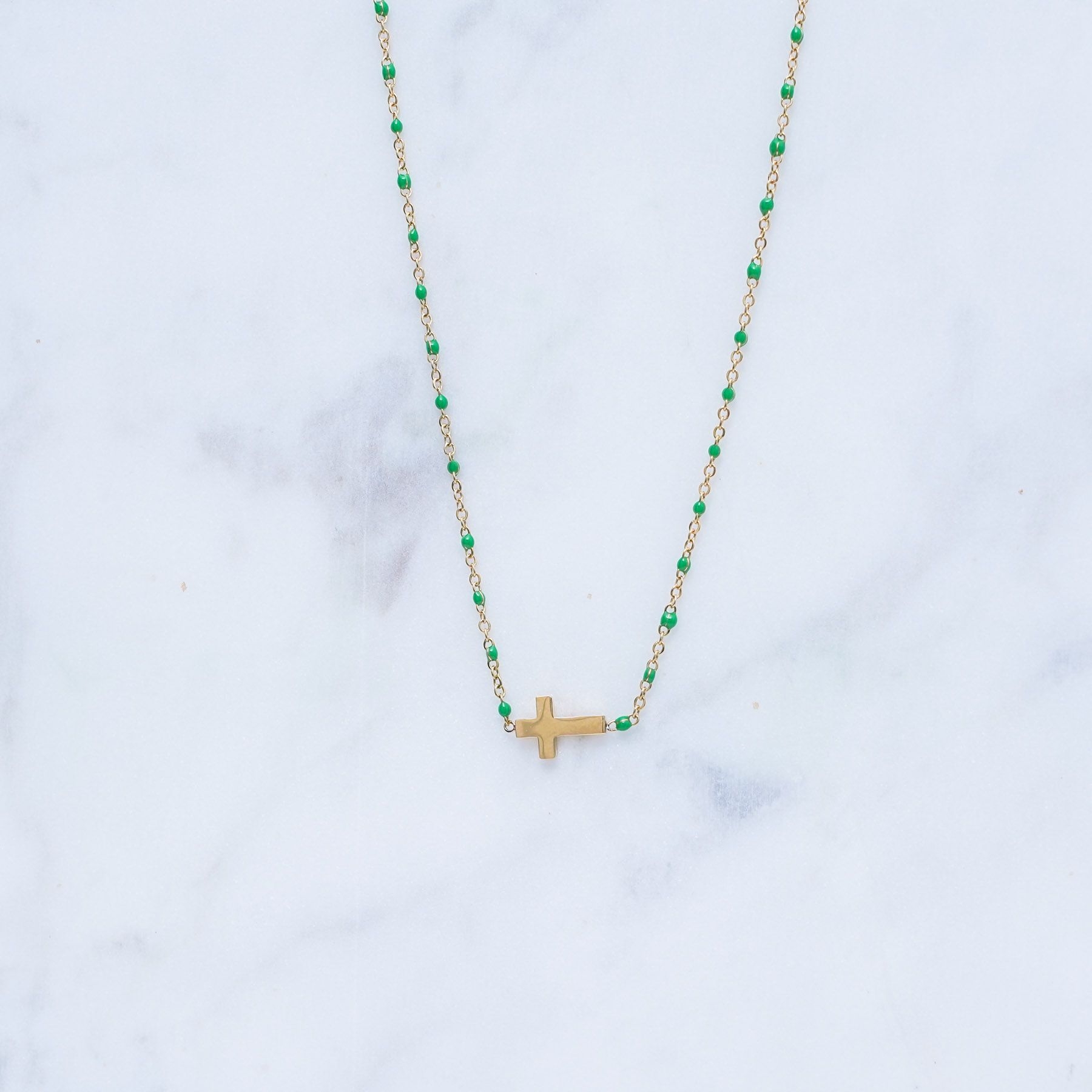 MELINA NECKLACE - GOLD & GREEN ' - ' ΣΤΑΥΡΟΙ