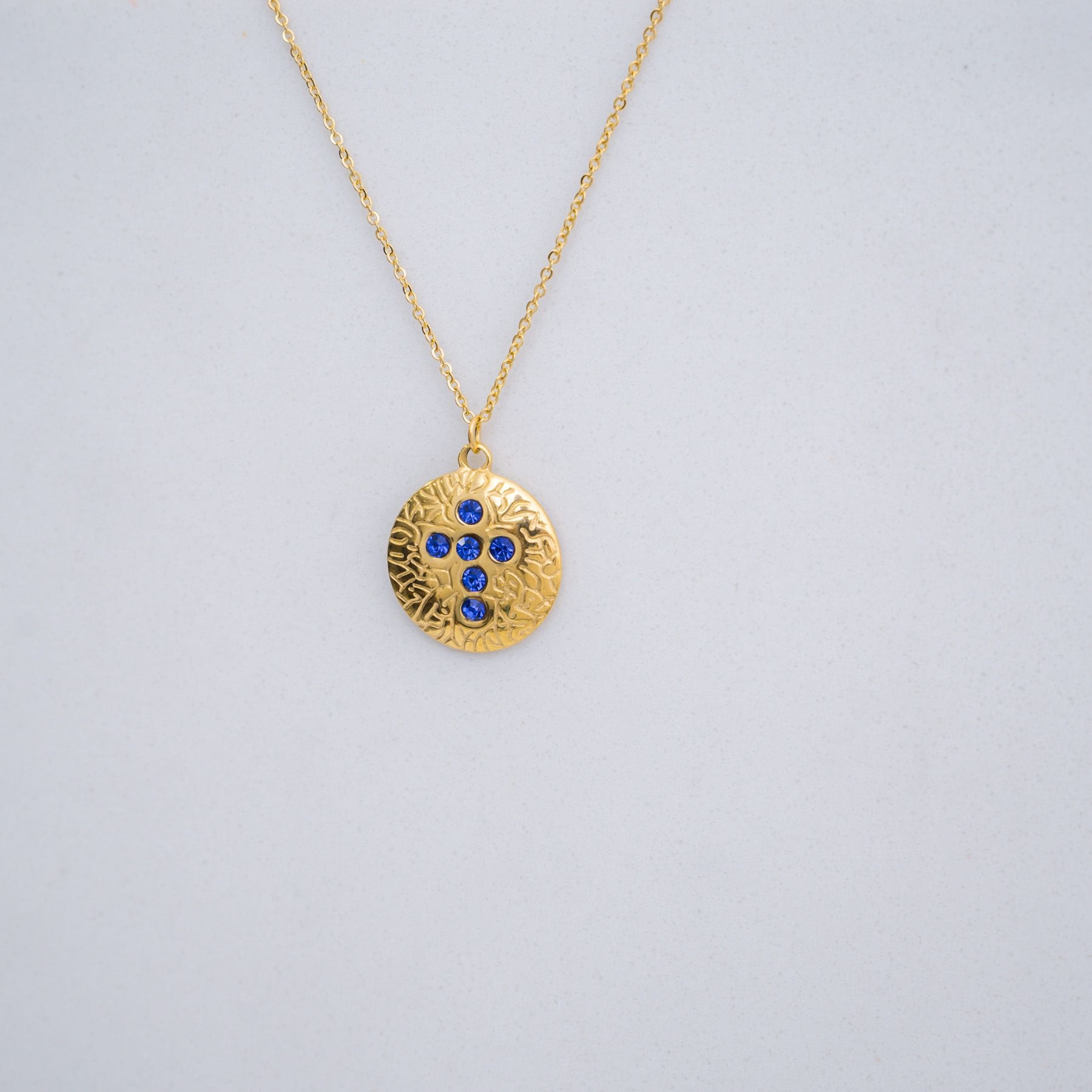 CROSS NECKLACE - GOLD & BLUE ' - ' ΣΤΑΥΡΟΙ