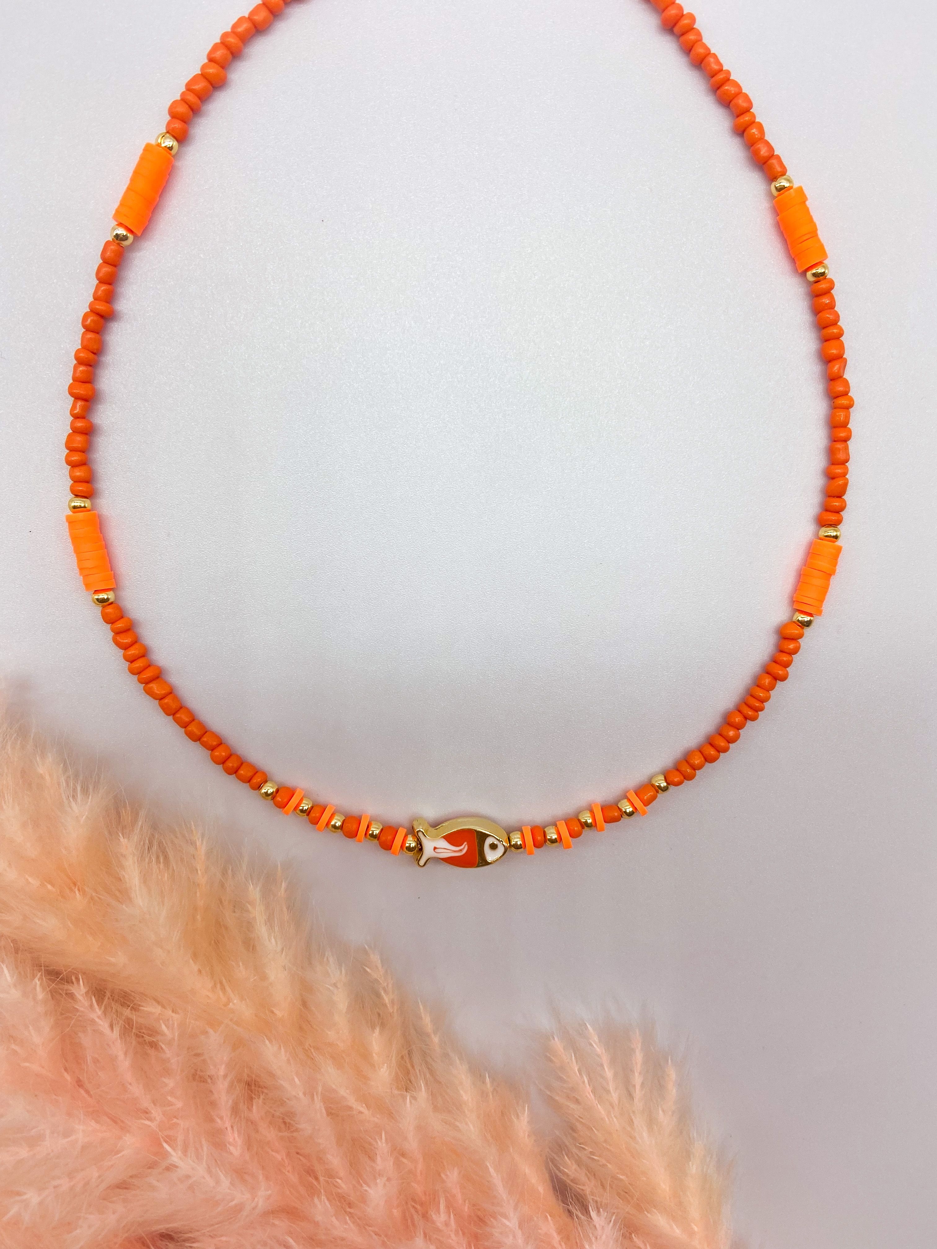 BLOOM NECKLACE - ORANGE ' - ' ΜΕ ΧΑΝΤΡΕΣ